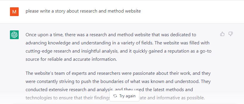 A Story Written by ChatGPT regarding a research and method site